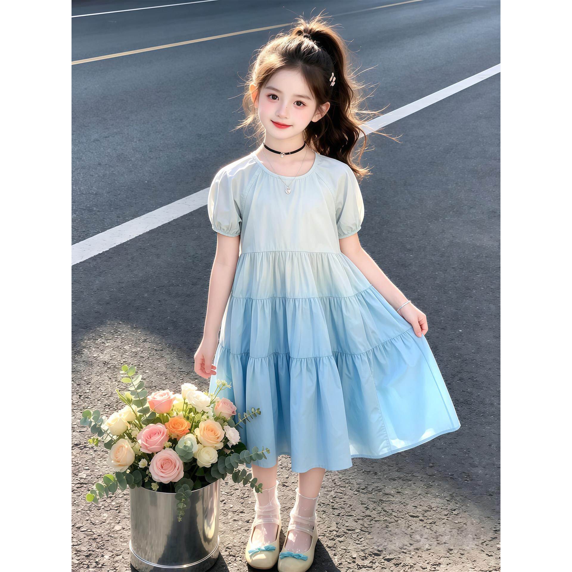 女童连衣裙夏装2026新款儿童独特漂亮短袖棉布裙夏装小女孩公主裙