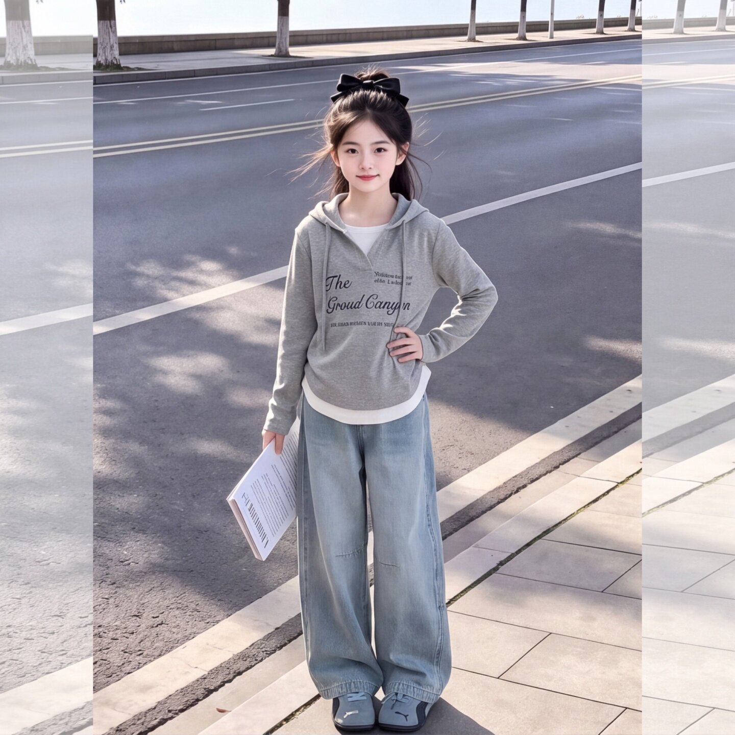 女童假两件长袖T恤秋季2026新款4