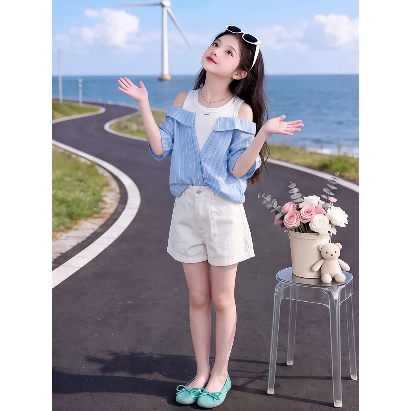 女童夏季套装2026新款中大童小女