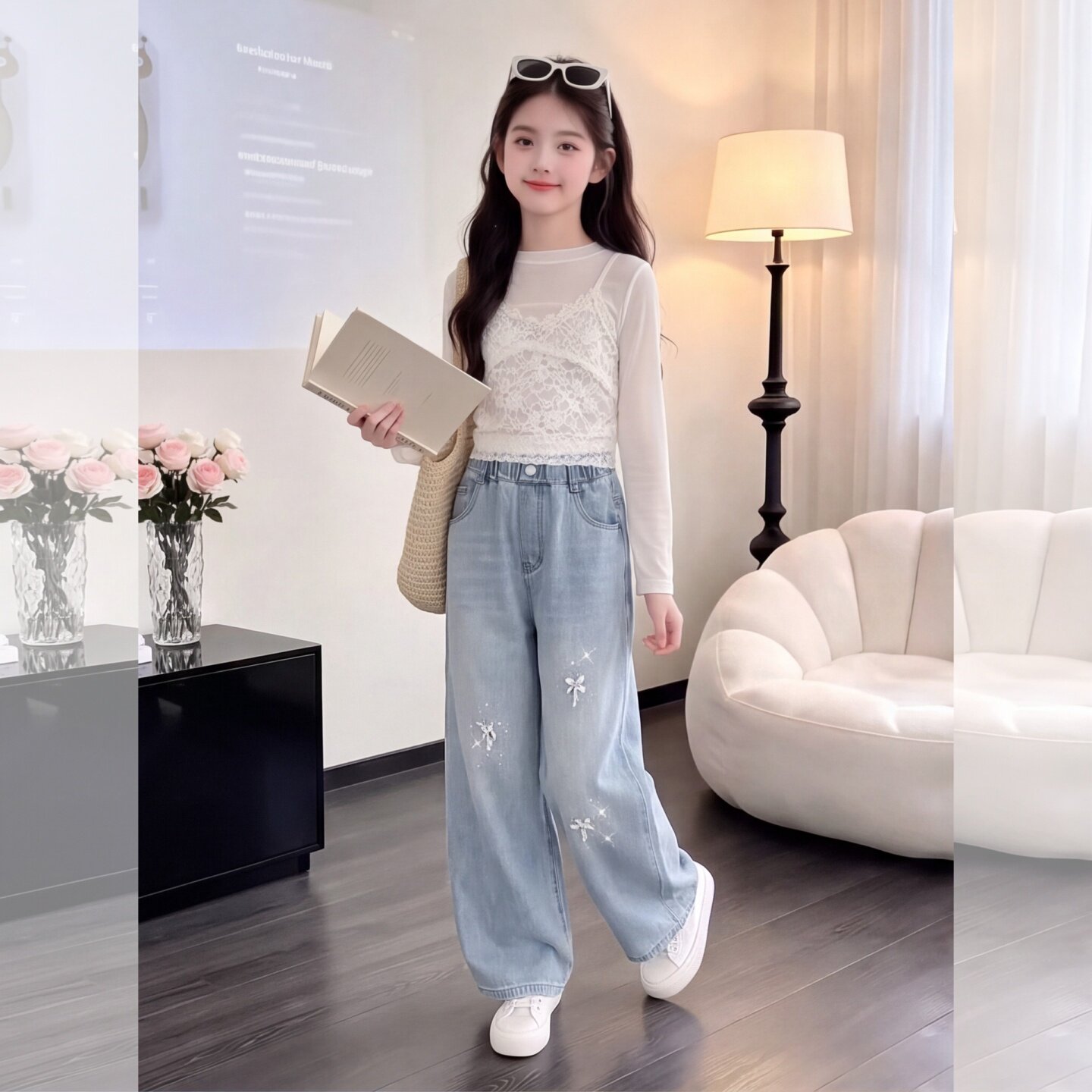 女童裤子2026新款秋季中大童直筒
