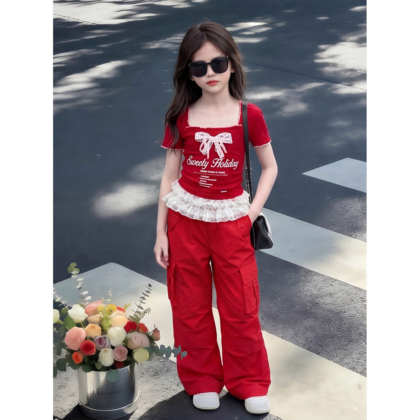 中大女童气质个性套装2026新款