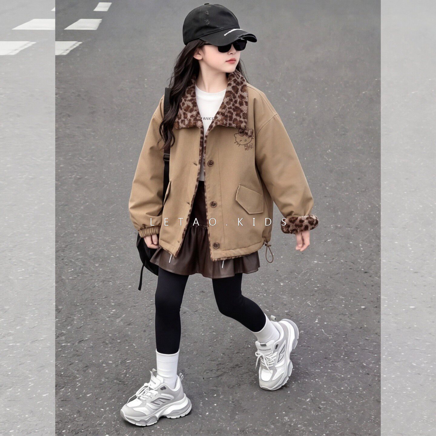 女童秋冬双面穿加绒毛领夹克外套