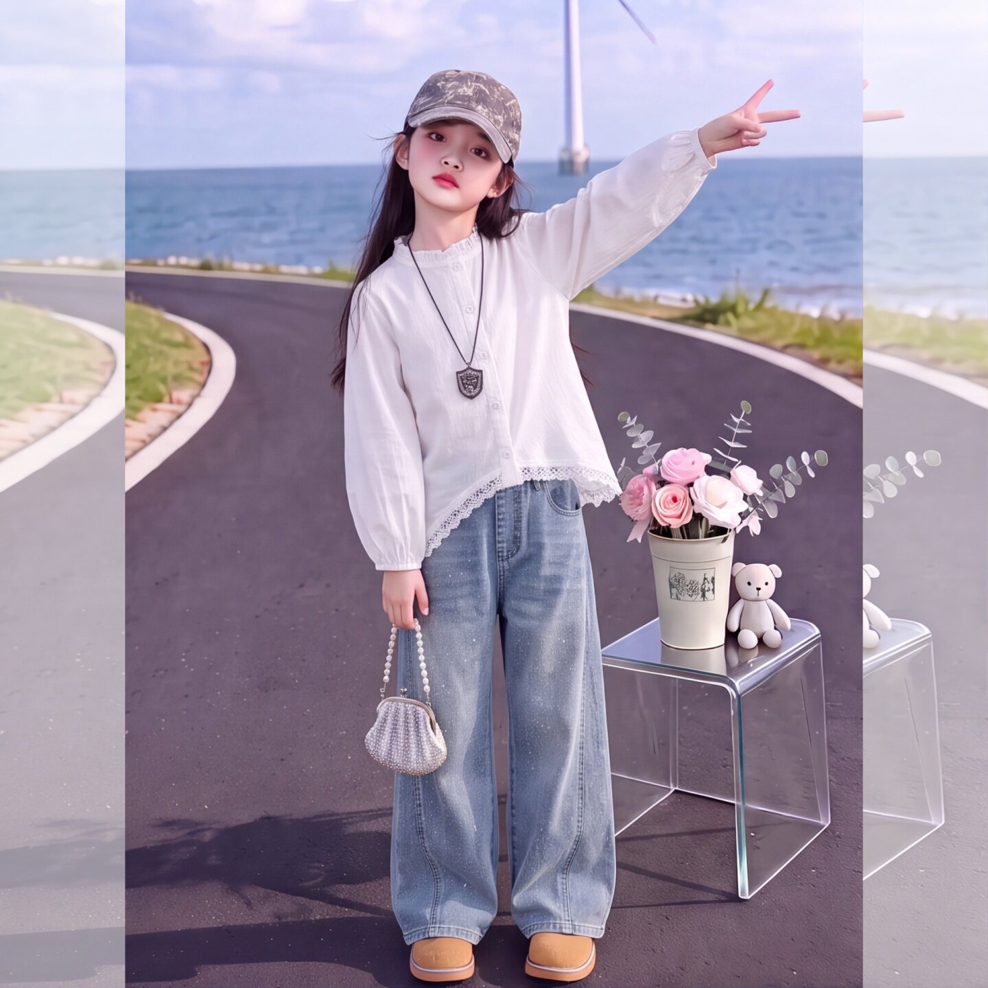 小女孩独特漂亮套装韩系慵懒风穿