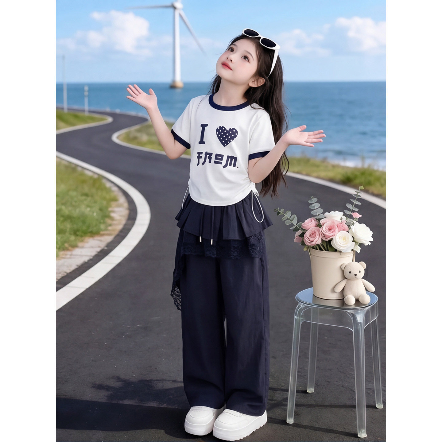 2026新款女童夏装印花灯笼裤套装