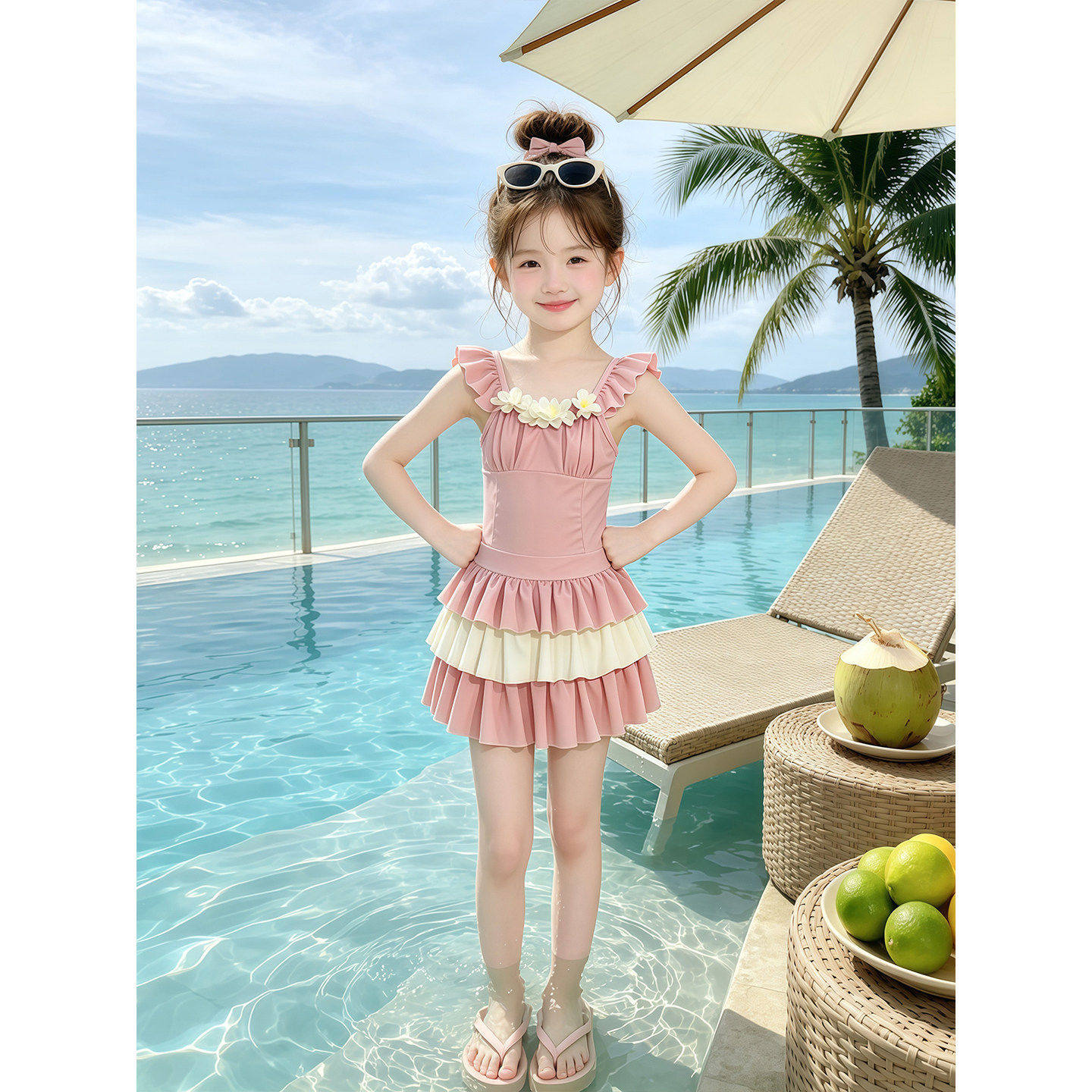 女童连身泳衣夏装2026新款儿童洋派蛋糕裙游泳衣女孩夏季速干泳装