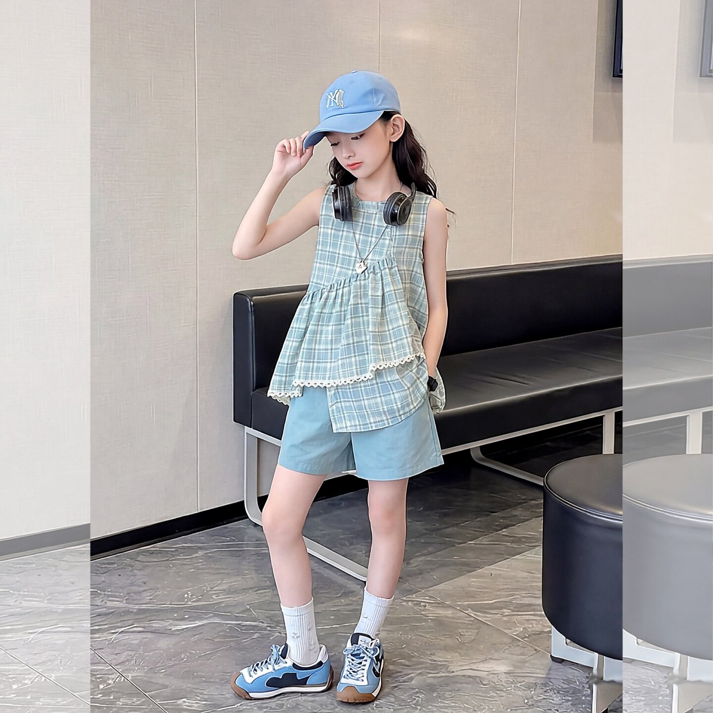 女大童夏超好看娃娃衫短裤两件套