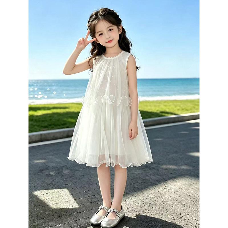 女童网纱连衣裙夏季2026新款儿童亮片裙子夏装女孩生日礼服裙洋气