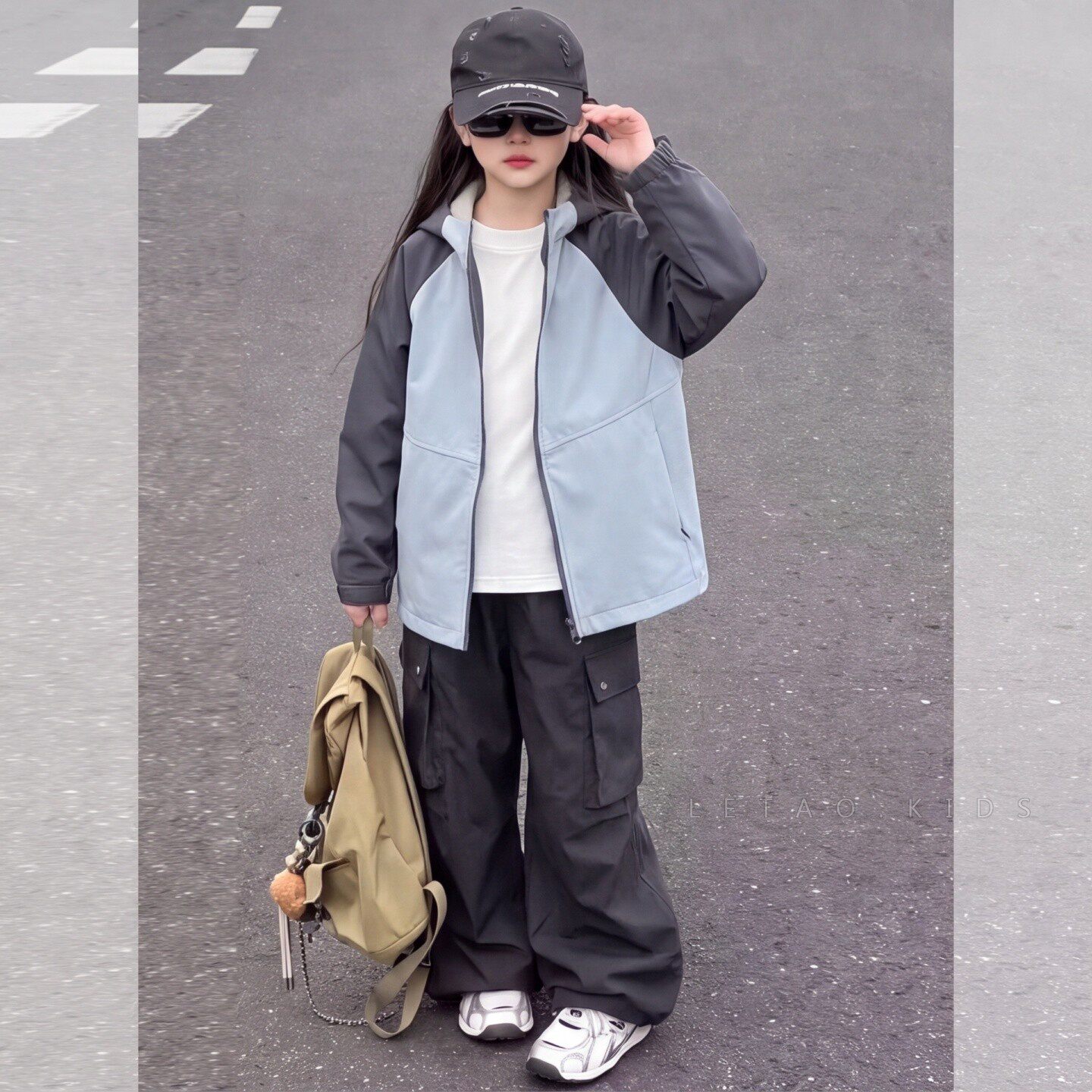 女童秋装韩版冲锋衣工装裤套装