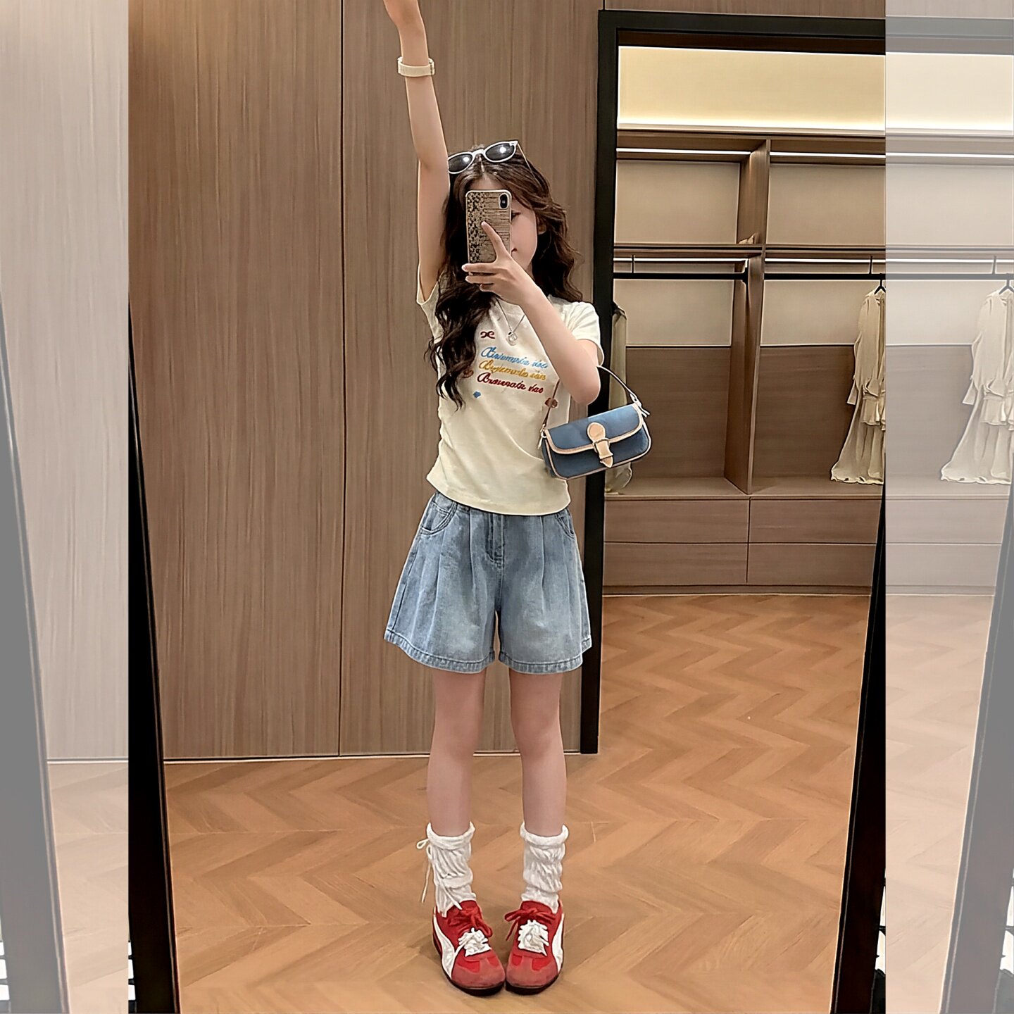 女童夏季牛仔裙裤套装2026新款女大童洋气短袖上衣牛仔短裤两件套
