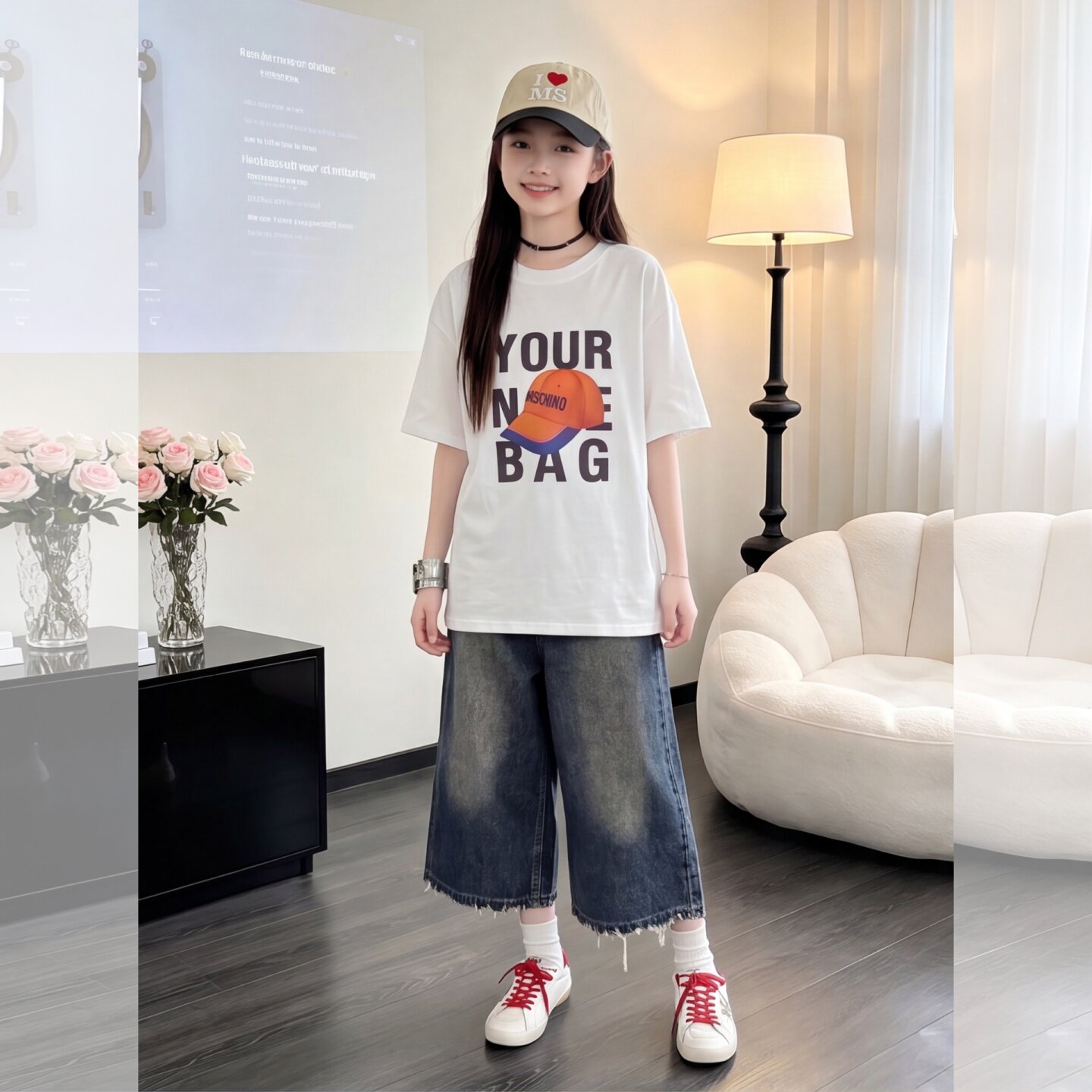 女童套装夏季薄款儿童立体印花短