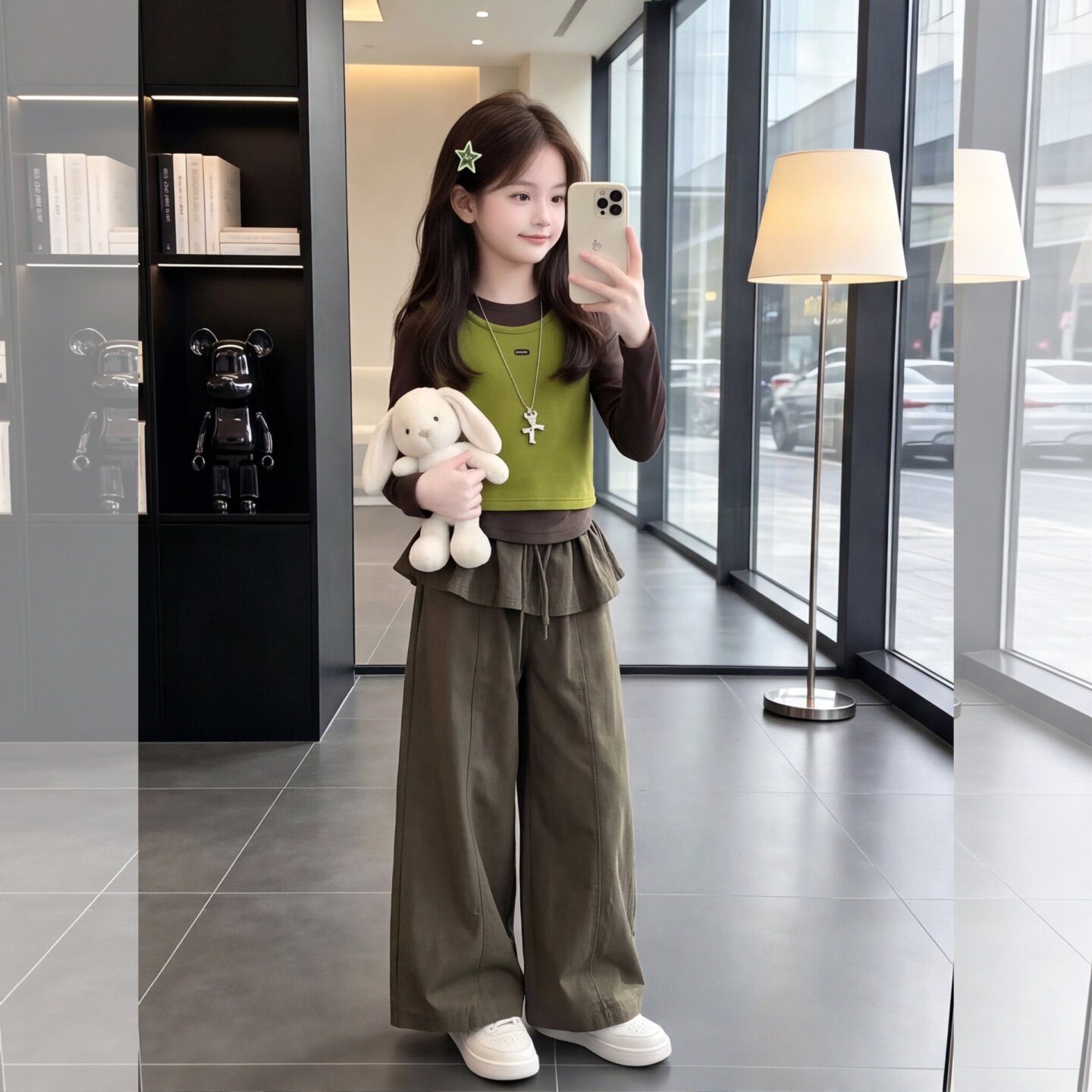 女童秋季舒适休闲复古叠穿三件套