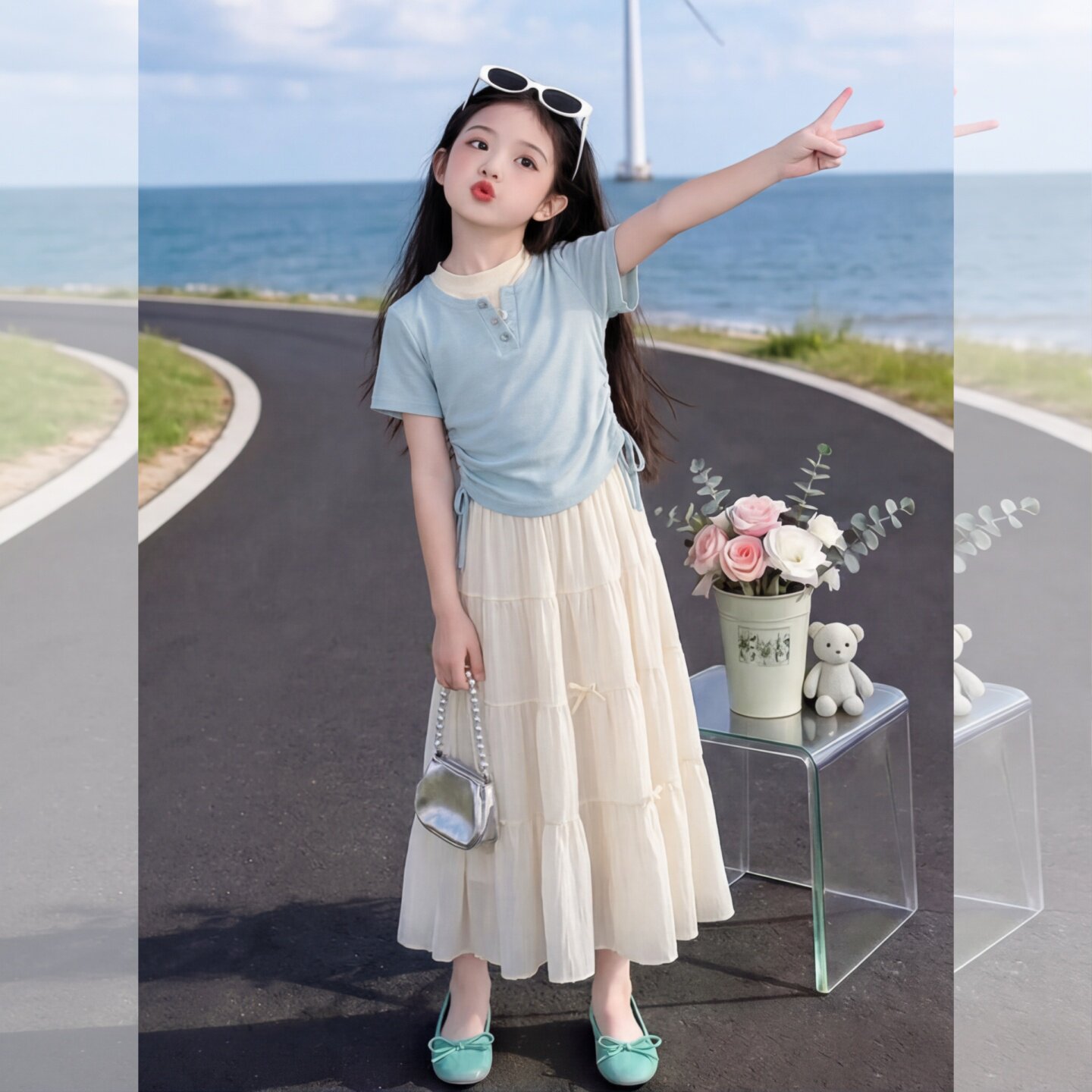 女童连衣裙夏季大童韩版短袖T恤