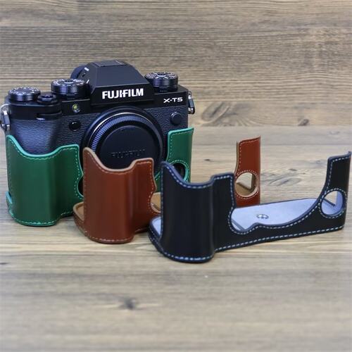 适用于富士XT5树膏皮真皮相机底座fujifilm xt5半套外壳摄影保护