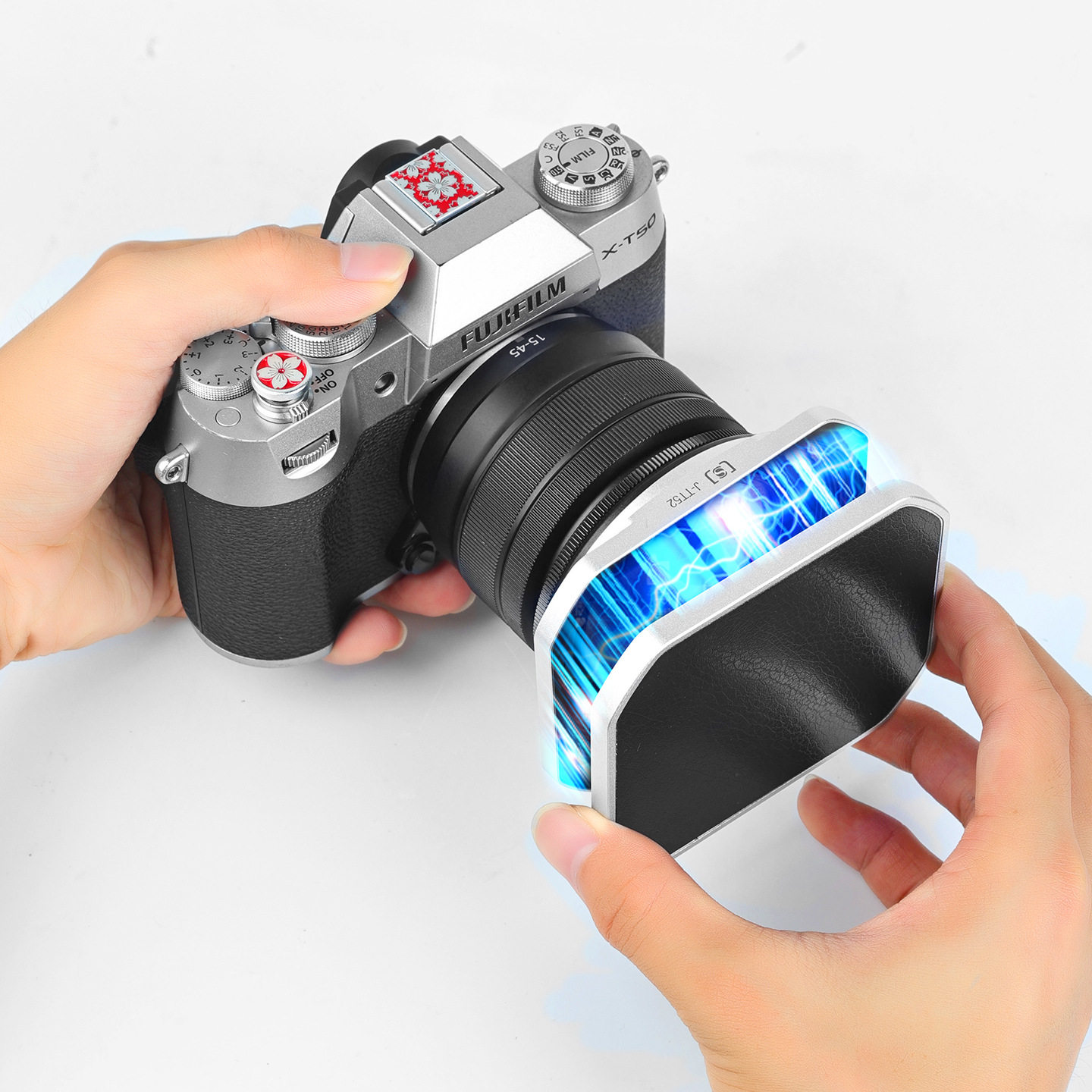 52mm卡口金属方形遮光罩适用于佳能尼康索尼富士52mm镜头遮阳罩