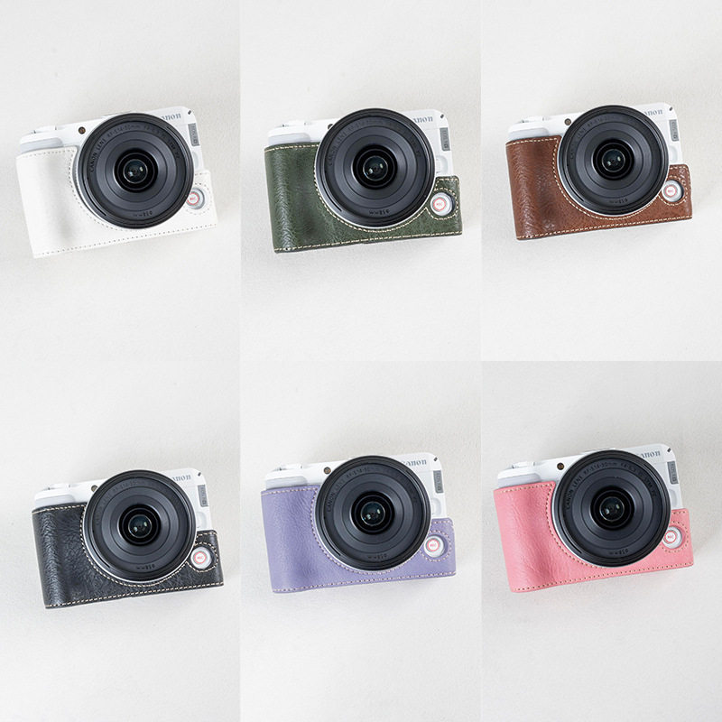 适用佳能R50V保护套V1相机包保护壳 可调节pu肩带皮套配件