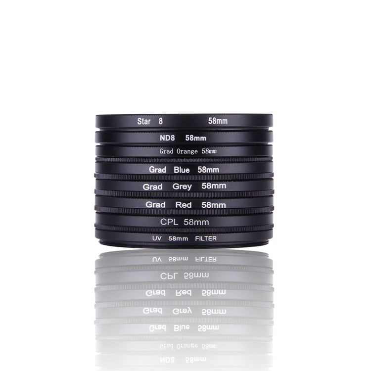 58mm 渐变 红/蓝/橙/灰滤镜套装hero 5/6/7 运动相机UV保护镜ND镜
