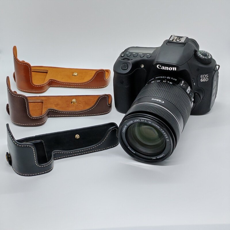 适用佳能 Eos 60D 70D 80D 90D油皮底座相机皮套 半套壳 手绳肩带