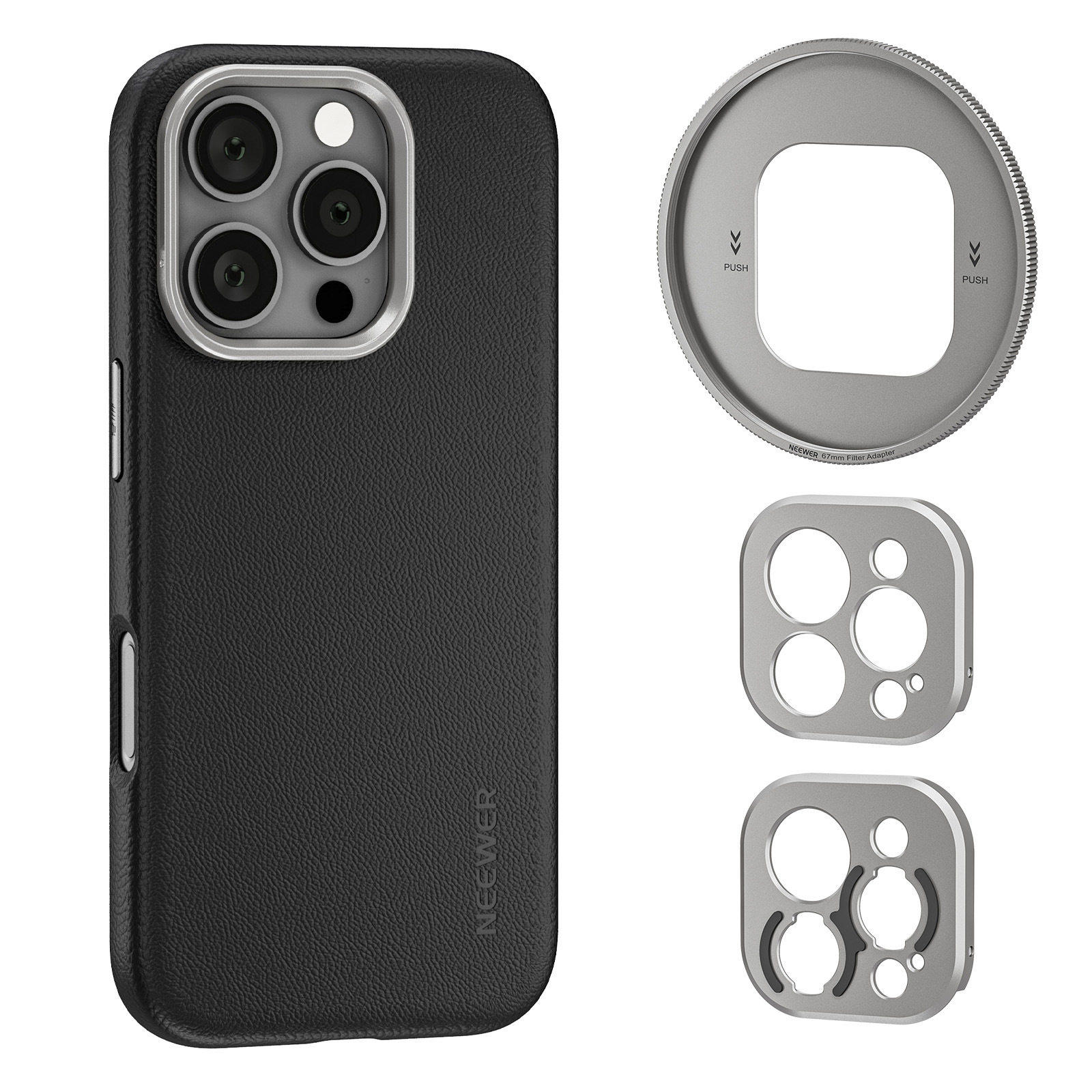 纽尔专业摄影手机壳适用iPhone 16 Pro Max带17mm+T卡口+67mm黑色