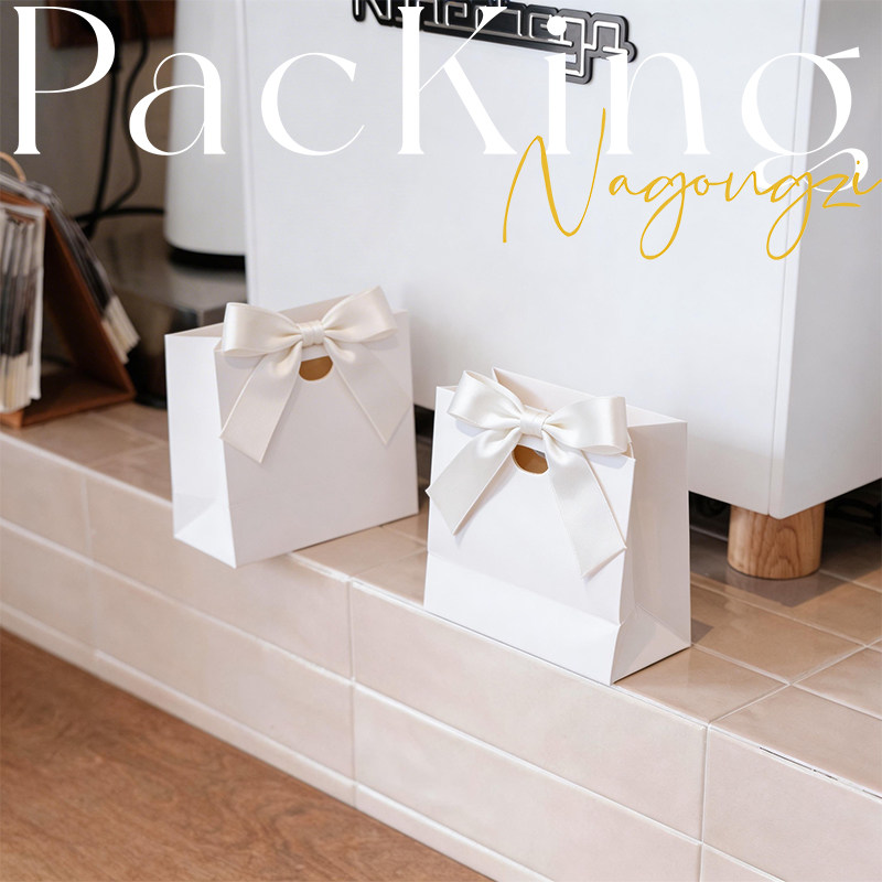 高端婚礼喜糖纸袋现货彩色蝴蝶结礼品袋白卡纸首饰袋喜糖袋logo