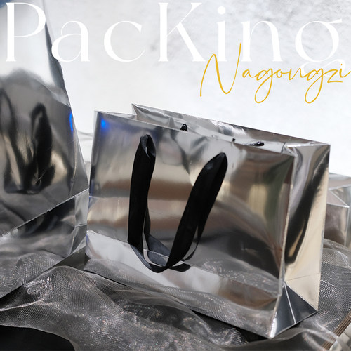 ins风镜面纸袋手提袋银色极简风手提袋服装袋简约纸袋可印刷logo