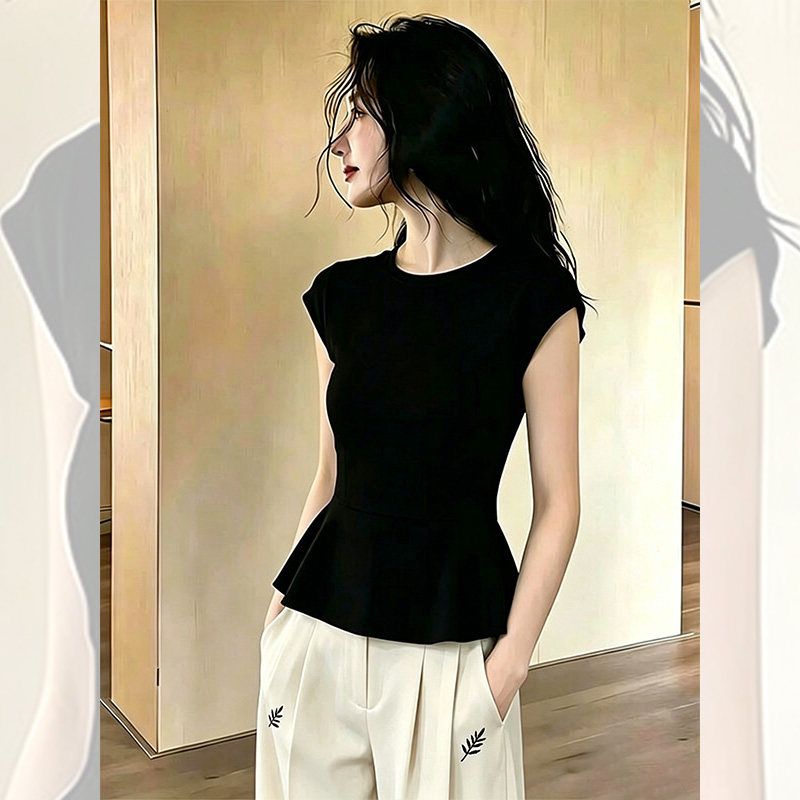 夏季修身收腰显瘦气质上衣女