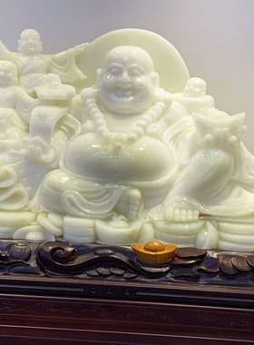 大型天然玉石玉雕弥勒佛玉摆件