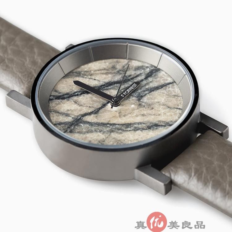 日本代购 forrest大理石纹表盘休闲时尚中性 男 女士简约石英手表