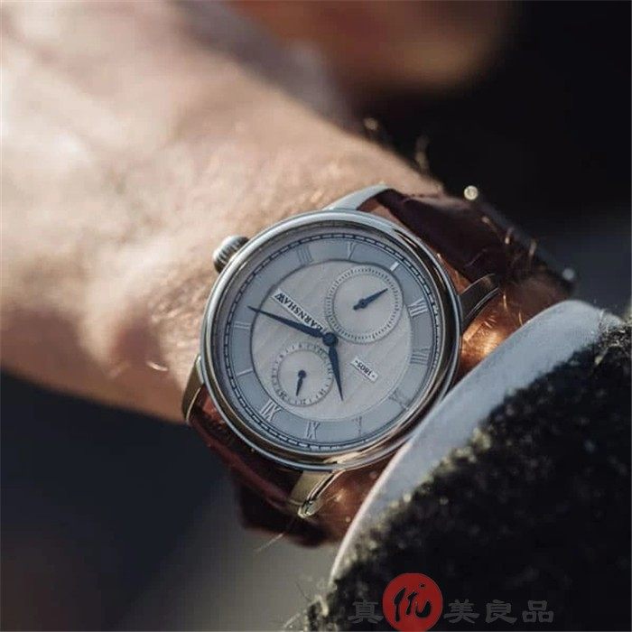 日本代购 earnshaw 男士英伦复古双眼表盘真皮休闲时尚石英手表