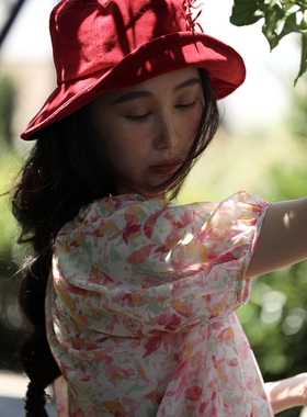 AcidPear最后一夏火舞百合原创印花上衣宽松锁骨镂空设计显瘦轻薄