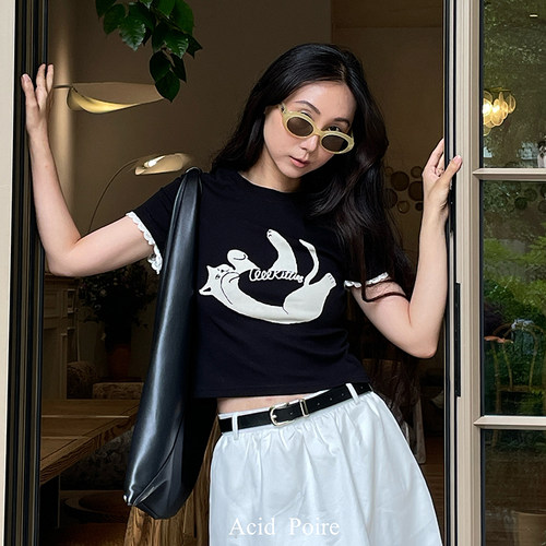 短袖美式薄印花纯棉女