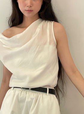 Acid Poire原创设计2025夏季新品高端气质通勤夏日荡领天丝上衣女