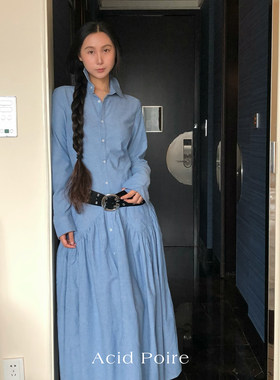 纯棉酵洗古典牛仔连衣裙女
