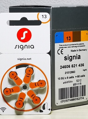 Signia德国原装进口西门子西嘉助听器专用电池S13耳机纽扣电子A13
