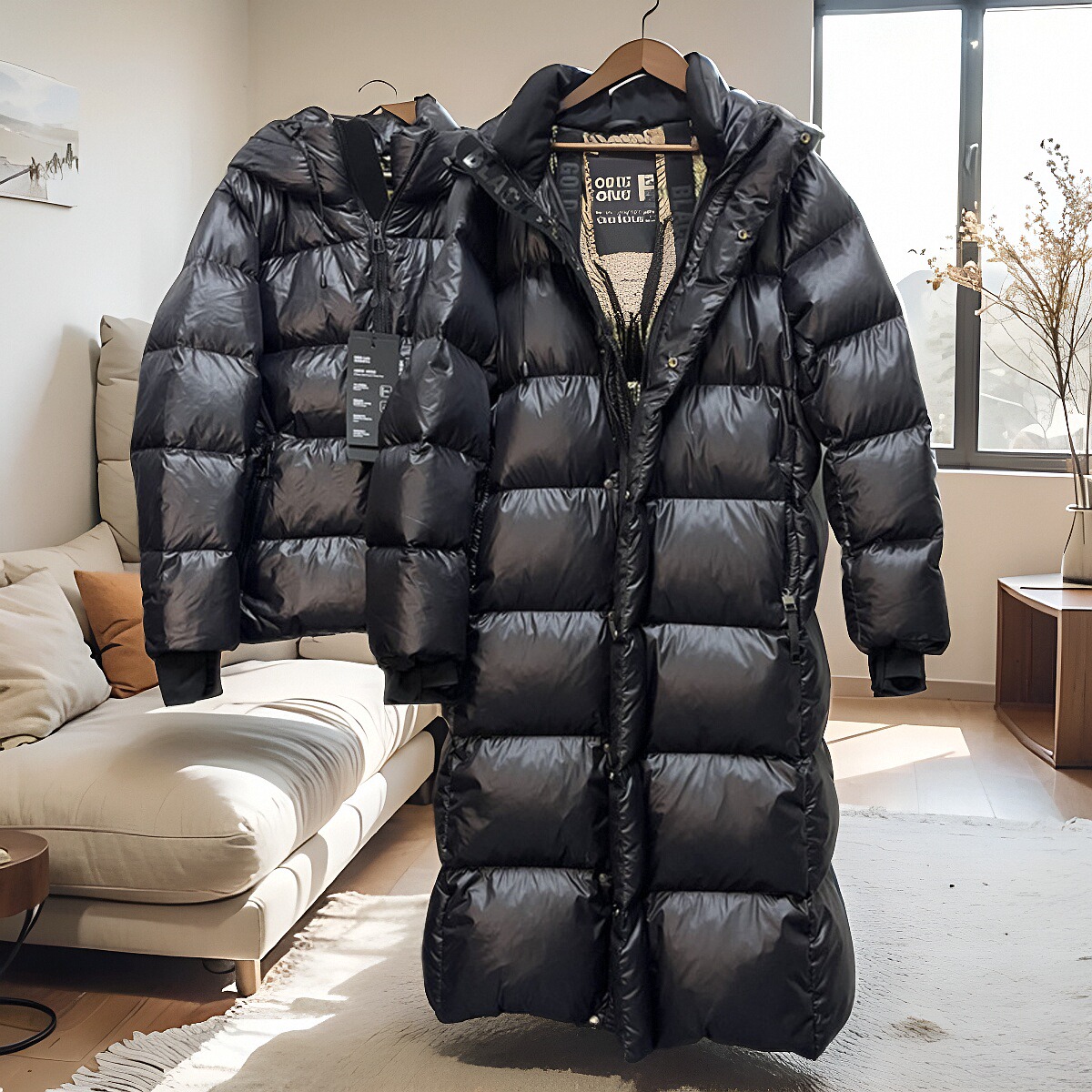 黑金鹅绒服连帽男女同款黑色新款棉袄高端情侣款大牌轻奢羽绒服女,女装/女士精品,羽绒服,淘宝优惠券,粉丝福利购,淘宝优惠卷