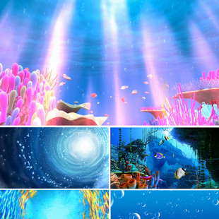 我是一只鱼配乐成品led大屏幕动态视频素材晚会背景 海底世界鱼群