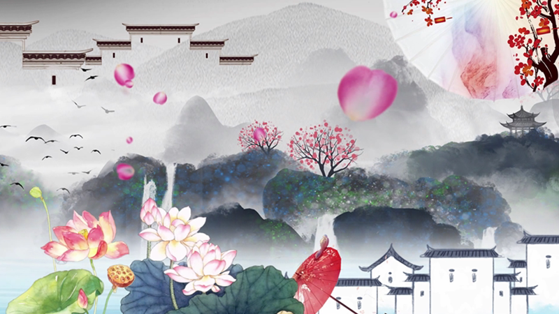 江南梦配乐成品 江南梦led背景视频 旗袍走秀背景 中国风江南水乡