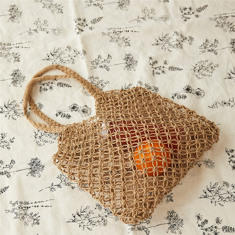 手工编织包文艺款韩国手工棉绳编织镂空手提单肩包百搭度假沙滩包