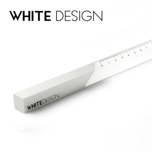 Design白色设计创意办公文具铝合金直尺子金属商务办公礼品 White