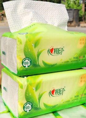 心相印茶语精选抽纸M码整箱24包餐巾纸家用整箱大包实惠装DT9100