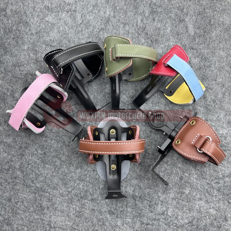 适用本田幼兽Cross Cub CC110改装复古牛皮水杯架车把护杠水壶架