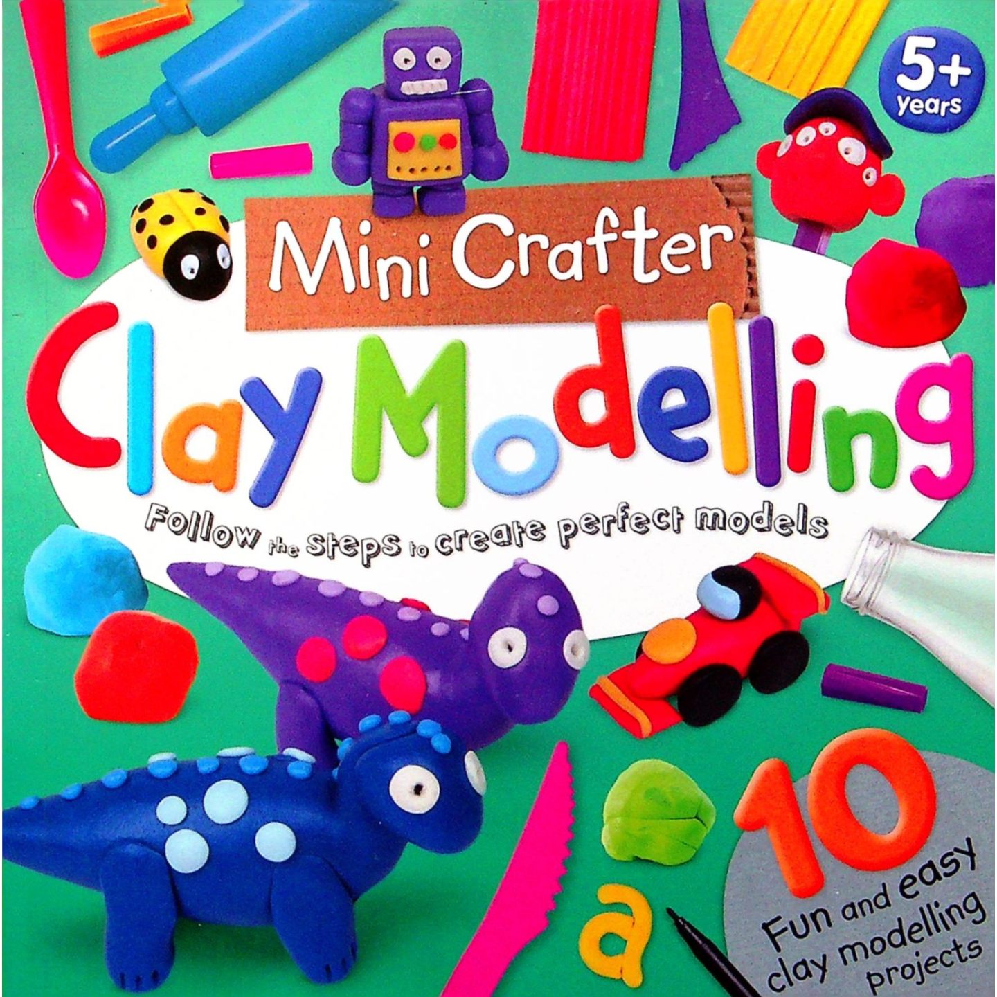 迷你小工匠系列黏土造型原版书英语亲子手工DIY教程ClayModelling彩色照片步骤指导36岁儿童创意手作培养动手能力与创造力绿安卓