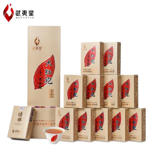 武夷星清雅大红袍108g12泡茶叶清香型武夷岩茶五香烟条装礼盒送礼
