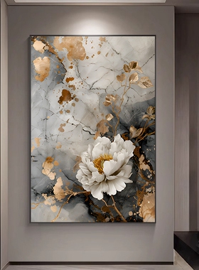 复古牡丹花玄关装饰画花朵挂画