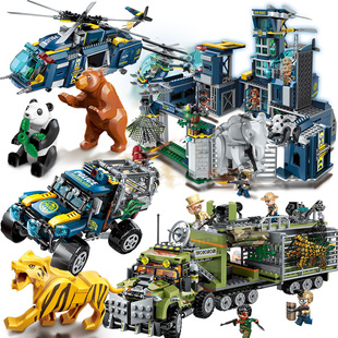 拼插积木森林警察局动物系列拼装 男孩子6小颗粒8玩具10岁生日礼物