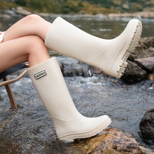 防滑舒适雨靴女防水耐磨户外工作轻便胶鞋 特高筒雨鞋 女士高筒水鞋