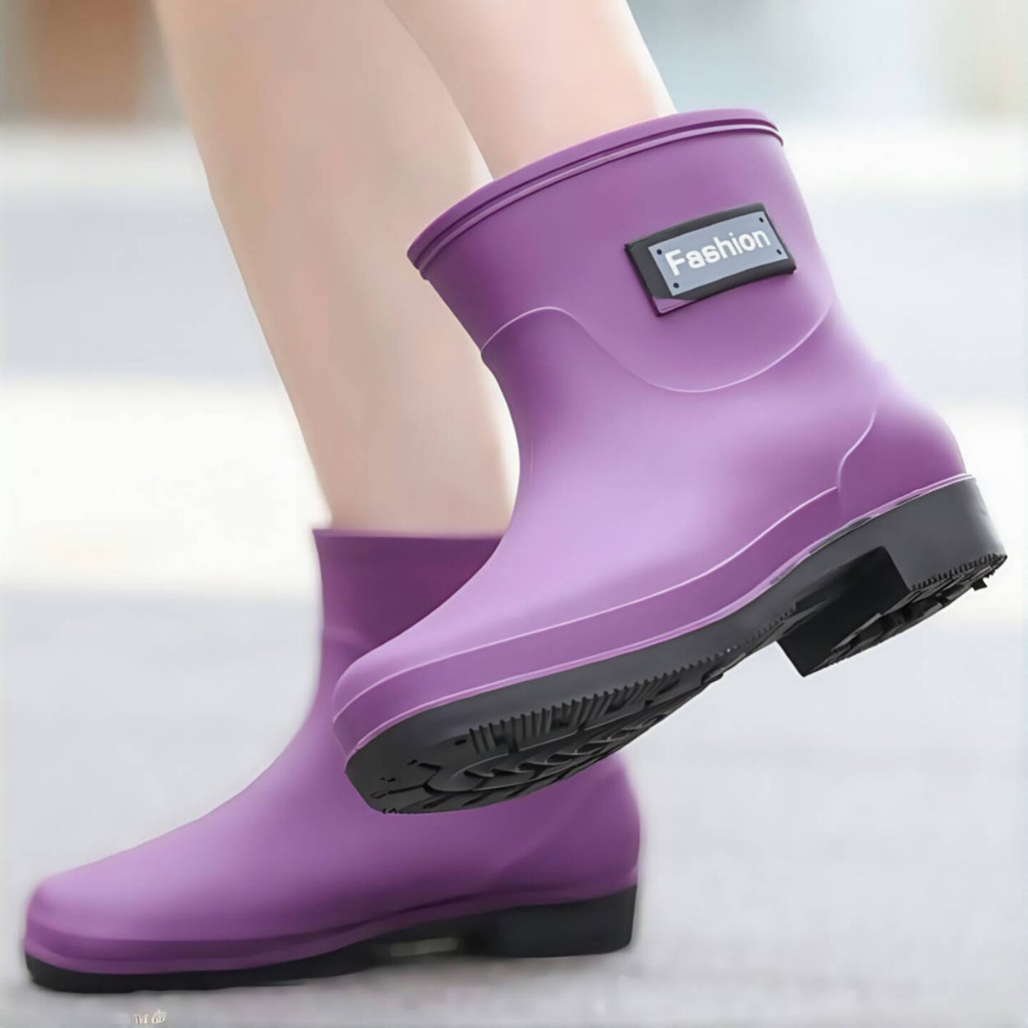 时尚短筒雨鞋女款雨天防水防滑水鞋工作日常厨房耐磨雨靴保暖胶鞋