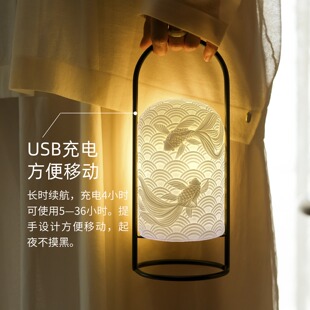 陶瓷感应小夜灯氛围灯室内新中式无线触控开关台灯卧室床头睡眠灯