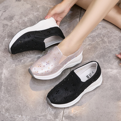 艾淇水钻花朵休闲鞋女