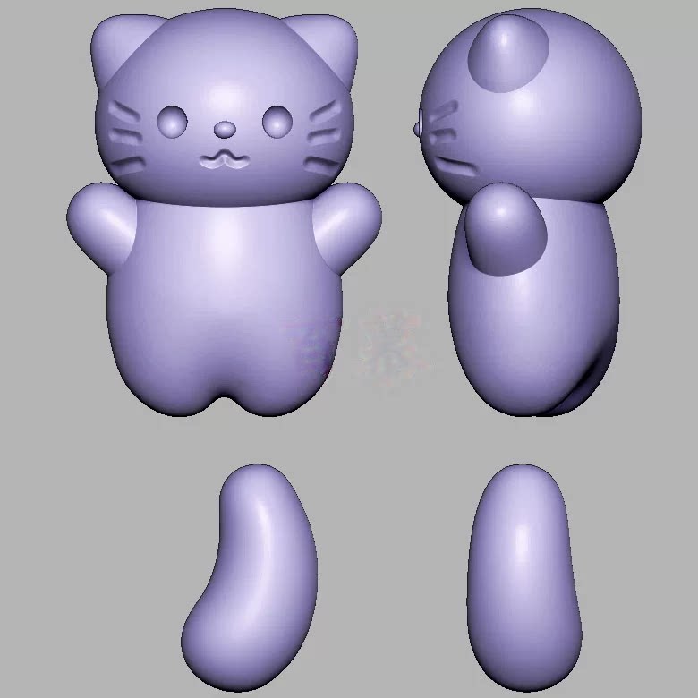 小猫卡子猫咪三维立体图圆雕图STL文件雕刻机3D模型3522
