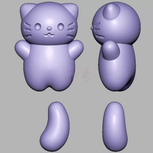 小猫卡子猫咪三维立体图圆雕图STL文件雕刻机3D模型3522